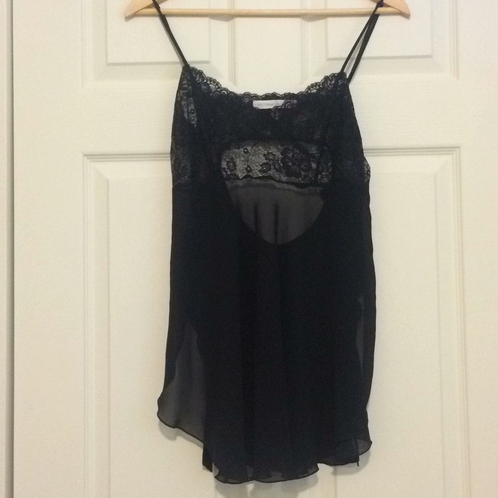 Victoria's Secret Black Bow tie Open Back Slip